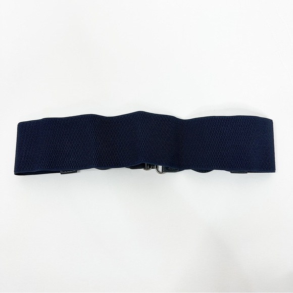 2/$30 NEW Elastic Wide Waist Belt Braided Navy Blue - Picture 9 of 12